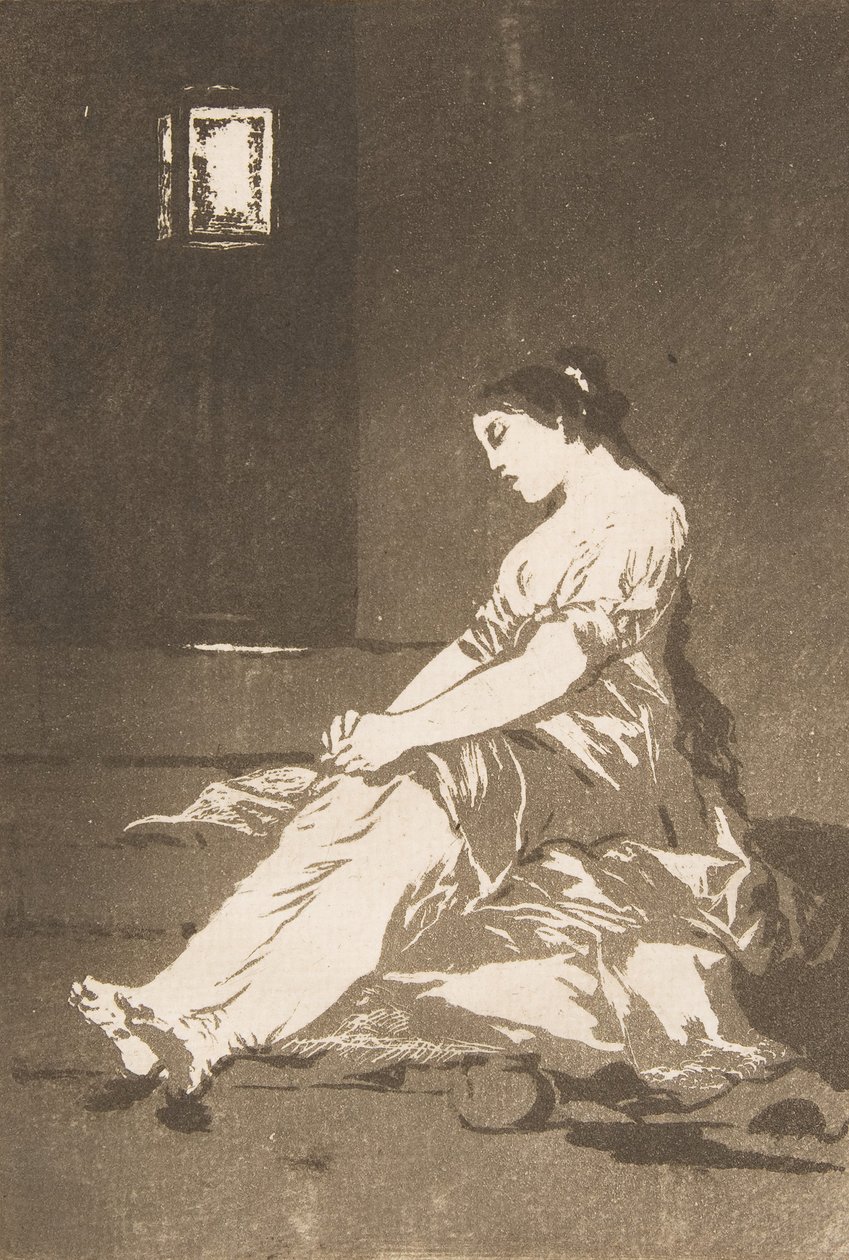 Plaat 32 uit Los Caprichos: Omdat ze gevoelig was, 1799 door Francisco de Goya