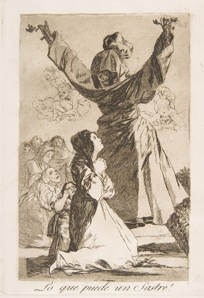 Plaat 52 uit Los Caprichos: Wat een kleermaker kan doen! Lo que puede un Sastre! door Francisco de Goya