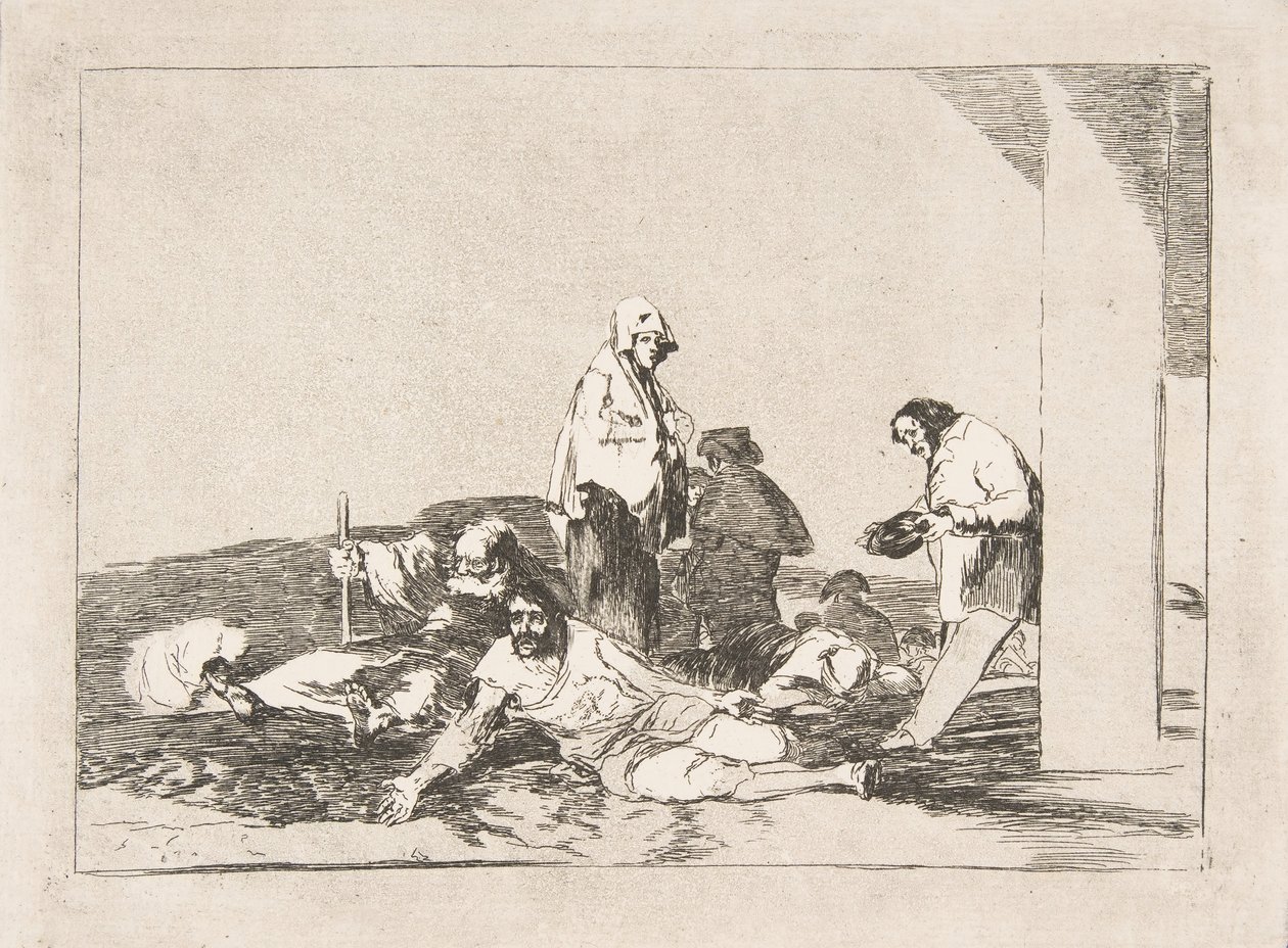 Plaat 58 uit De Rampen van de Oorlog: Het heeft geen zin om te huilen..., 1811-12 door Francisco de Goya