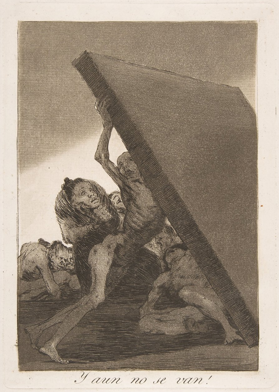 Plaat 59 uit Los Caprichos: En nog steeds gaan ze niet! Y aun no se van!, 1799 door Francisco de Goya