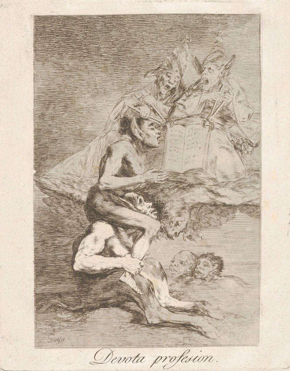 Plaat 70 uit Los Caprichos: Vrome Beroep Devota profesion., 1799 door Francisco de Goya