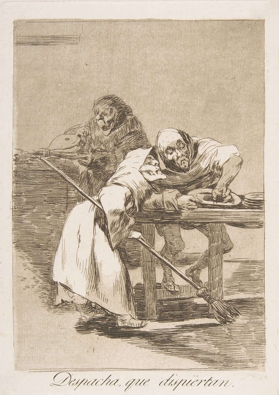 Plaat 78 uit Los Caprichos: Wees snel, ze worden wakker Despacha, que dispiertan., 1799 door Francisco de Goya