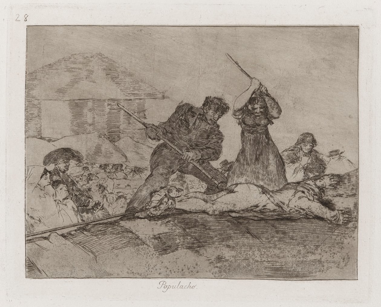 Populacho (Gepeupel), Plaat 28 uit Los desastres de la guerra (De Rampen van de Oorlog) door Francisco de Goya