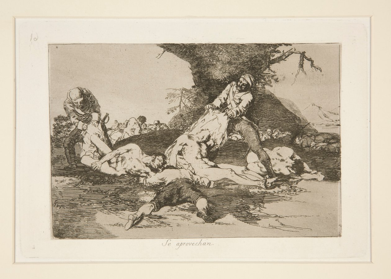 Ze maken er gebruik van, pl. 16 uit Los desastres de la guerra (De Rampen van de Oorlog) door Francisco de Goya