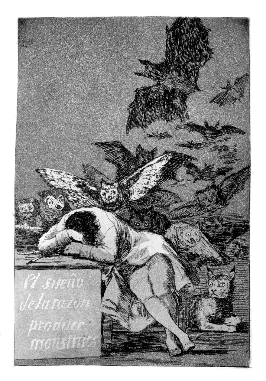 De slaap van de rede brengt monsters voort, 1799 door Francisco de Goya
