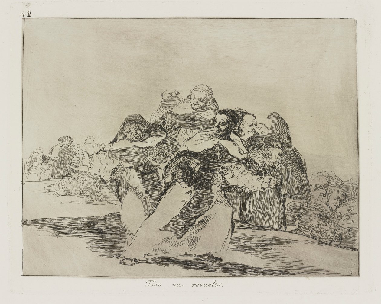 Todo va revuelto. (Alles is in de War.), pl. 42 uit de serie Los desastres de la guerra (De Rampen van de Oorlog) door Francisco de Goya