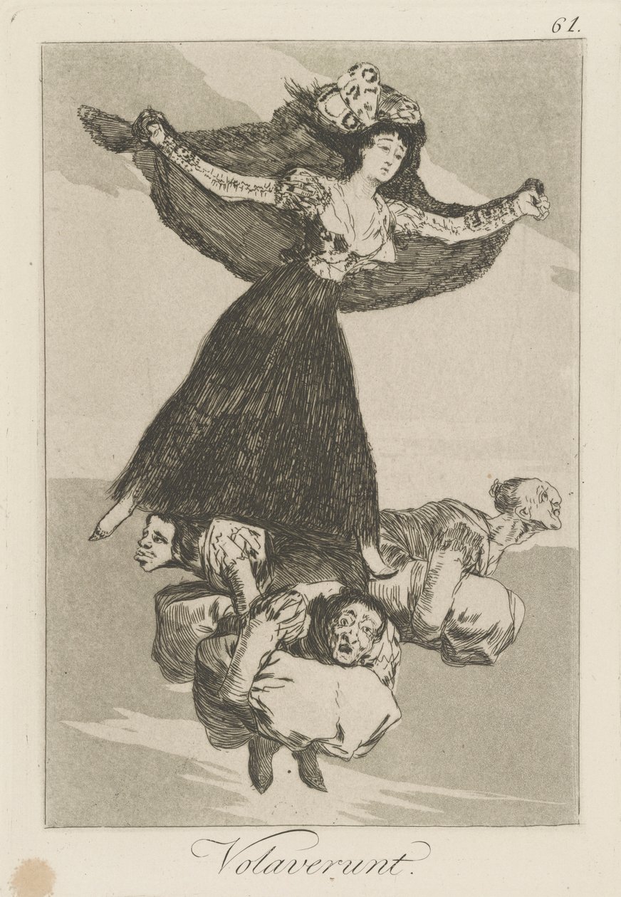 Volaverunt. (Ze Zijn Gevlogen.), pl. 61 uit de serie Los caprichos door Francisco de Goya