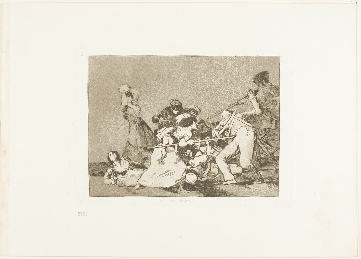 En ze zijn als wilde beesten, plaat vijf uit De Rampen van de Oorlog door Francisco Jose de Goya y Lucientes