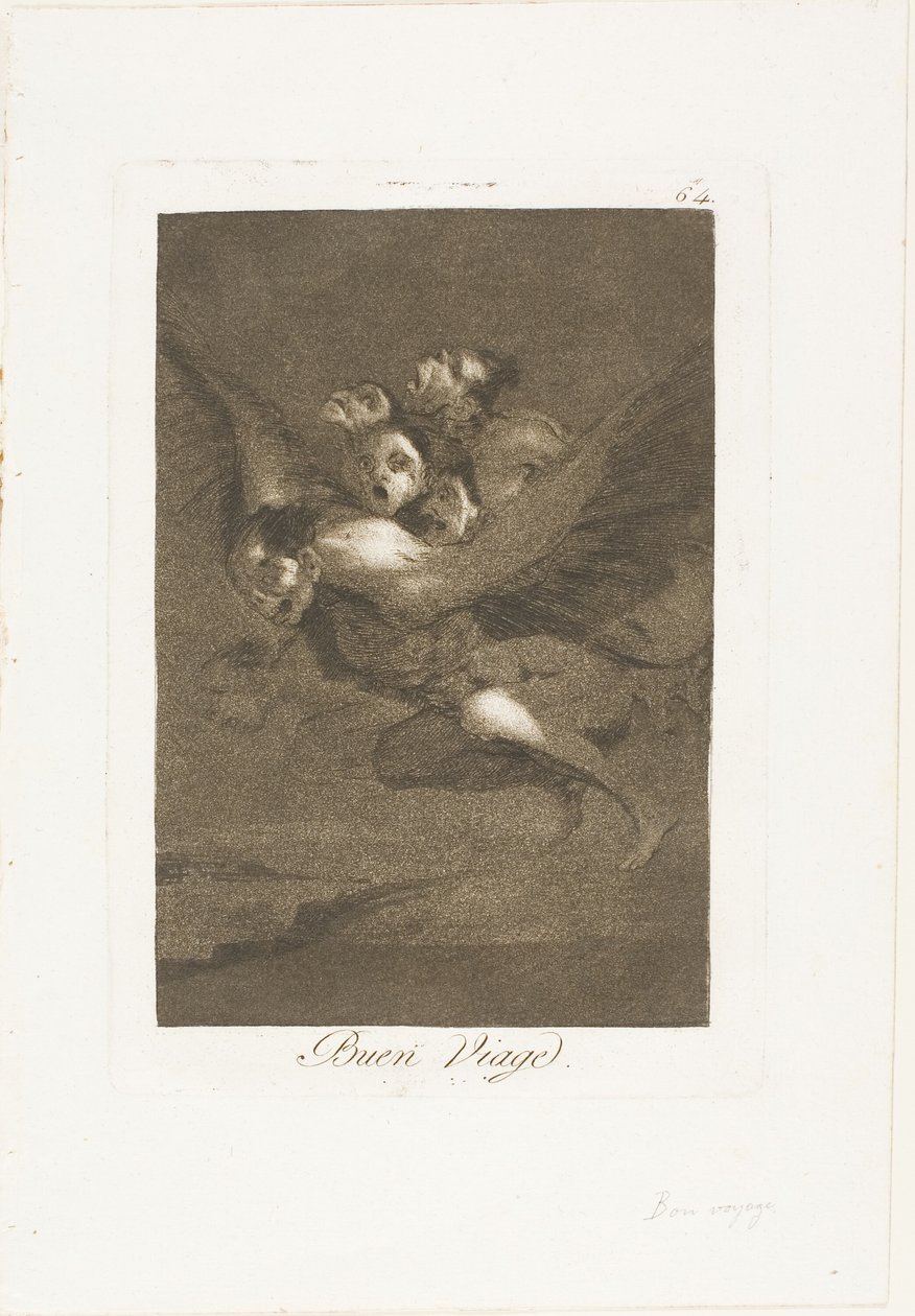 Bon voyage, plaat 64 uit Los Caprichos door Francisco Jose de Goya y Lucientes