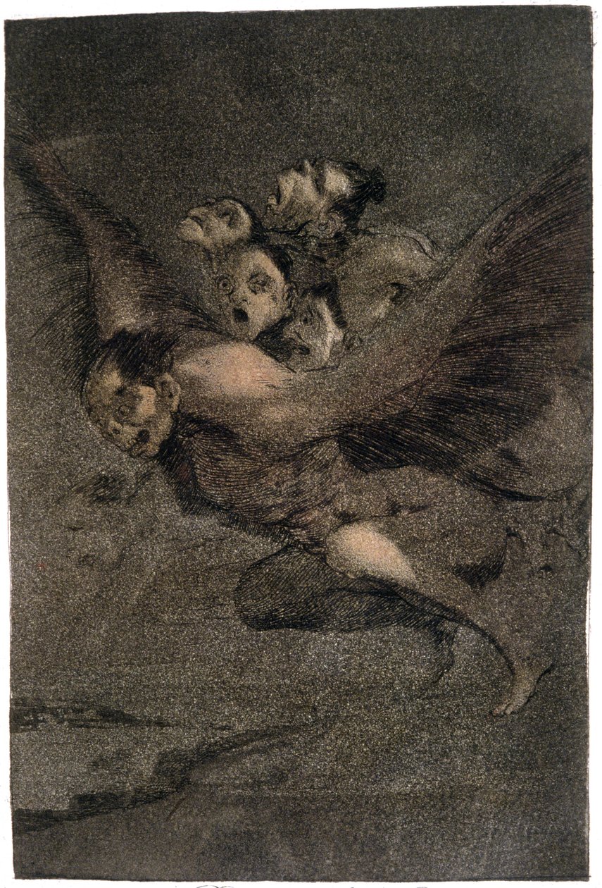 Buen Viage (Goede reis). Vleugelmonsters. c.1802 (gravure) door Francisco Jose de Goya y Lucientes