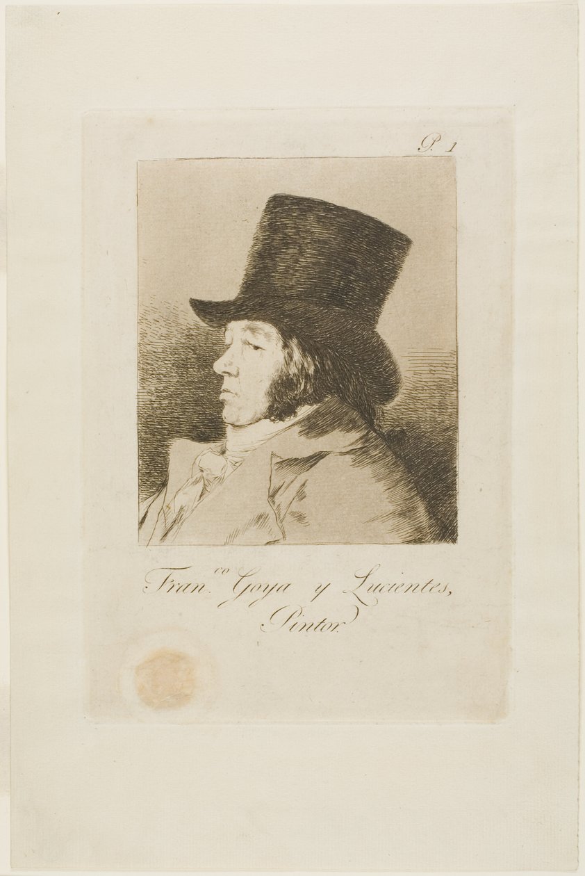 Francisco de Goya y Lucientes, schilder, plaat één uit Los Caprichos door Francisco Jose de Goya y Lucientes