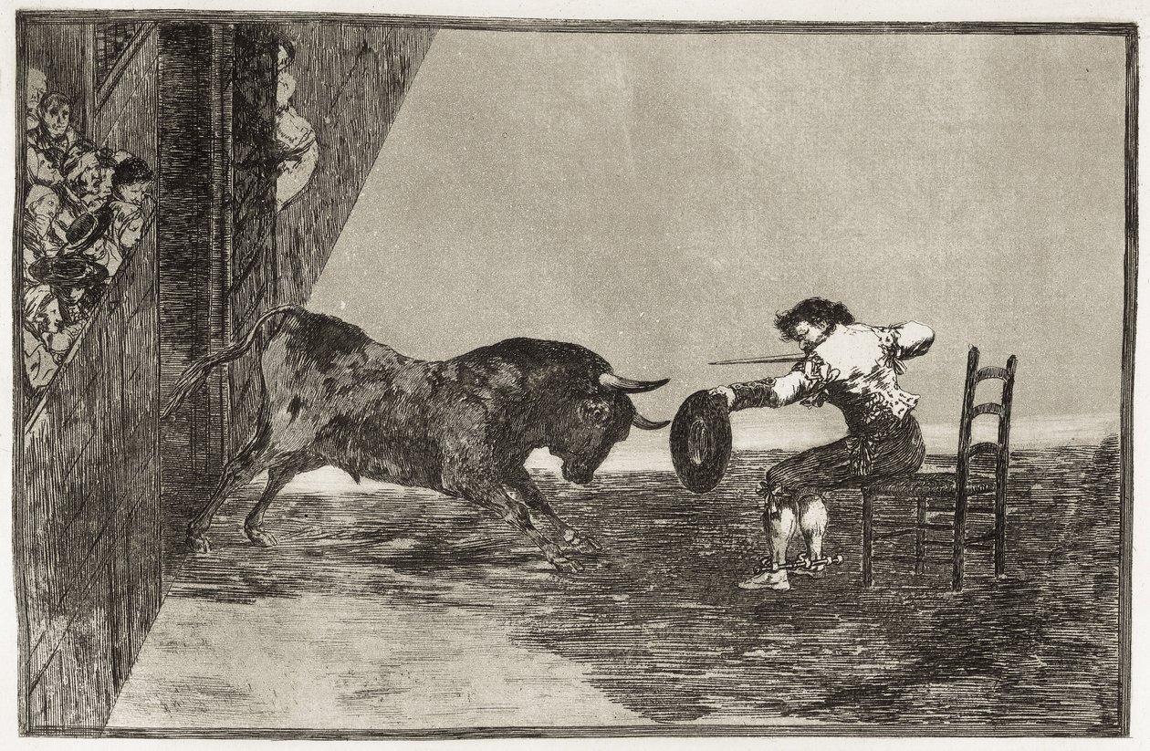 De moed van Martincho (waarschijnlijk Antonio Ebassum) in de ring in Zaragoza. 1816. Plaat 18 van 