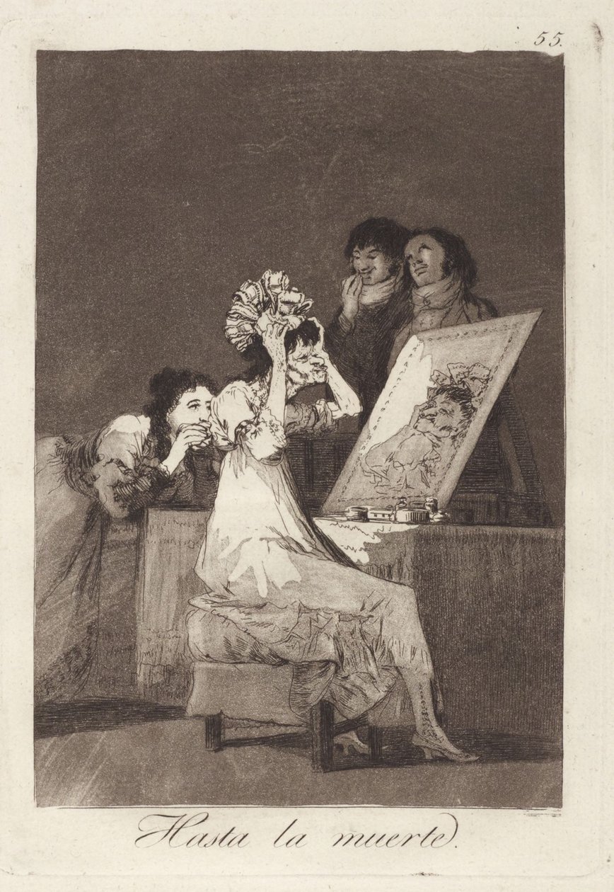 Tot de dood, plaat 55 uit Los Caprichos door Francisco Jose de Goya y Lucientes