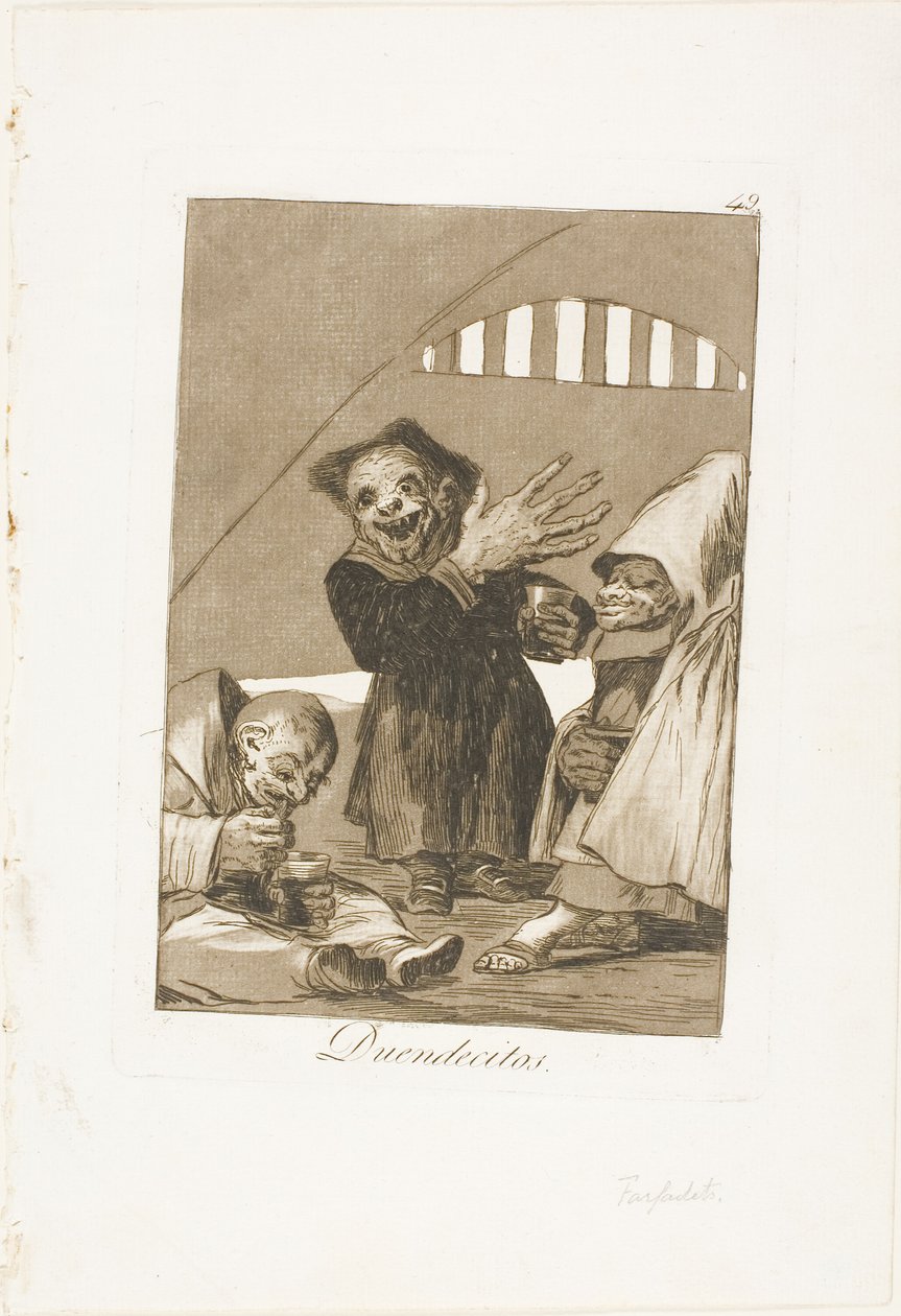Kobolden, plaat 49 uit Los Caprichos door Francisco Jose de Goya y Lucientes