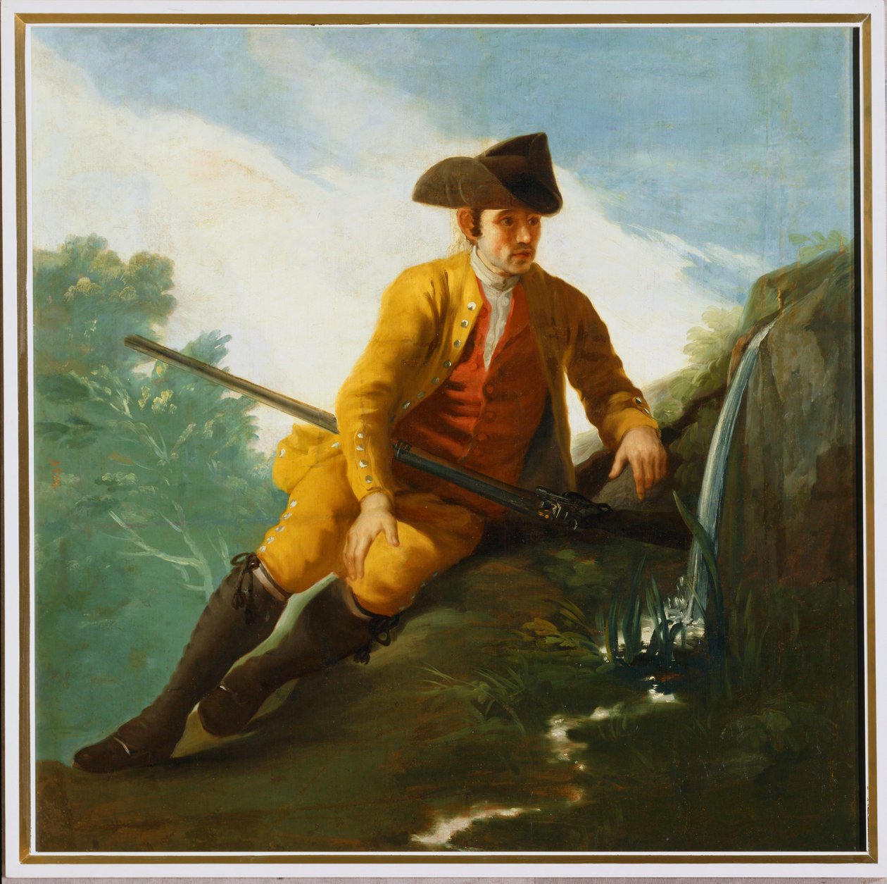 Jager zittend bij een fontein ... (schilderij op doek) door Francisco Jose de Goya y Lucientes