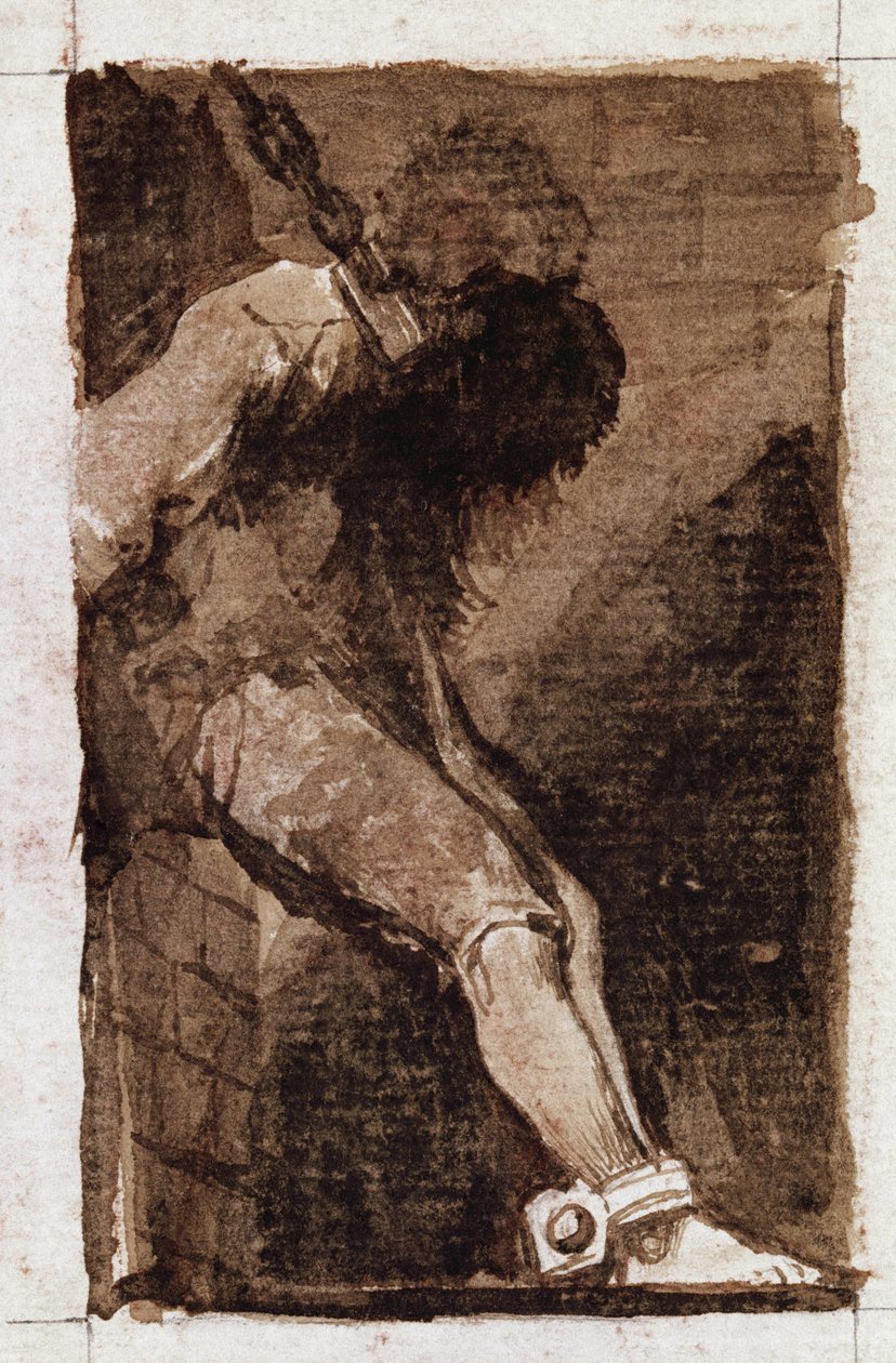 Als het een misdadiger is, sterft hij snel (aquatint, ca. 1810) door Francisco de Goya