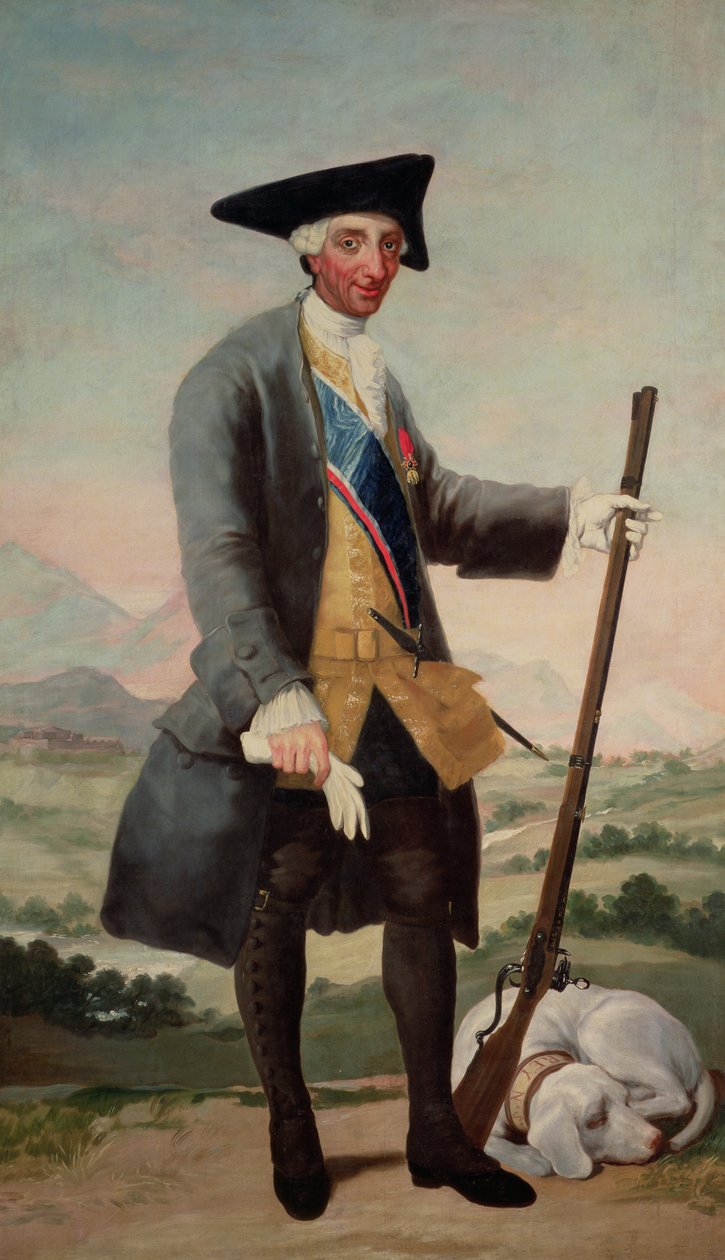 Koning Karel III (1716-88) als Jager door Francisco de Goya