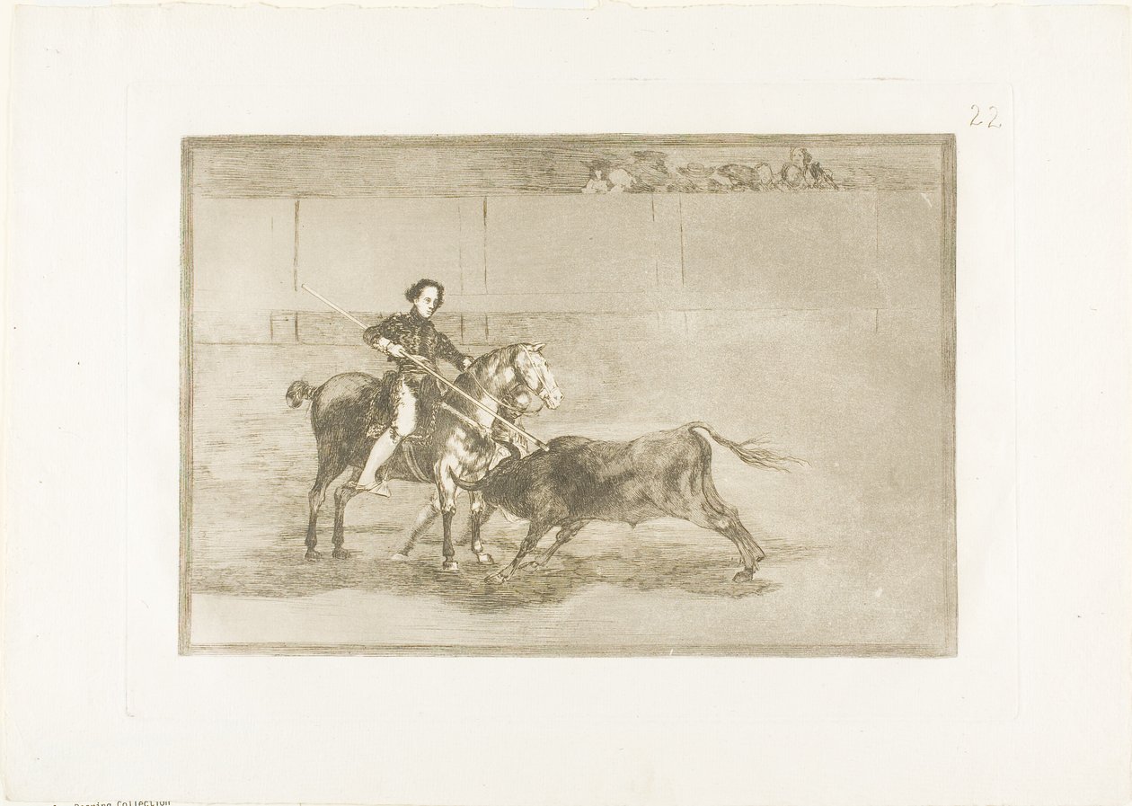Manlijke moed van de beroemde Pajuelera in de arena van Zaragoza, plaat 22 uit De Kunst van het Stierenvechten door Francisco Jose de Goya y Lucientes