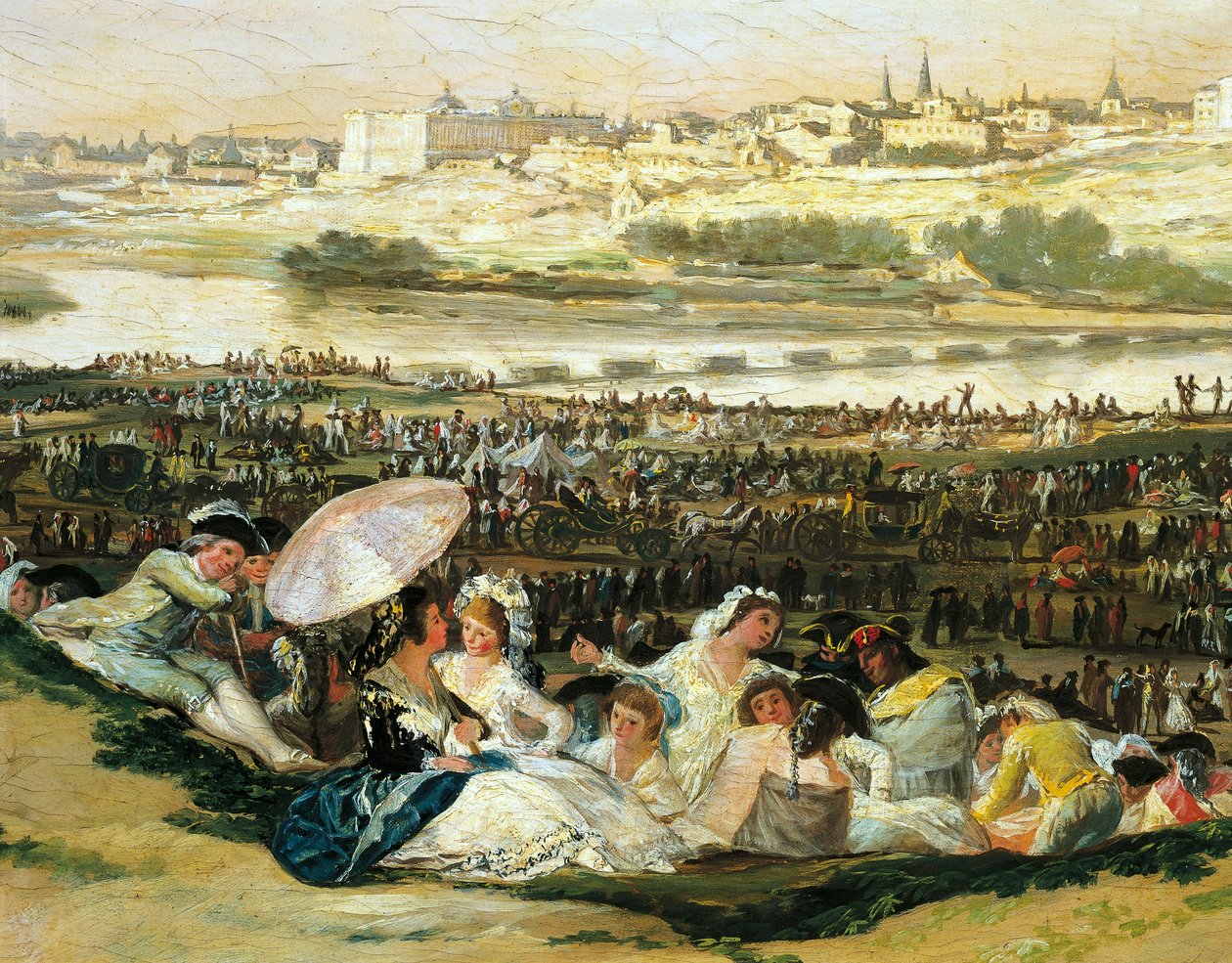 Weide van San Isidro (detail) door Francisco Jose de Goya y Lucientes