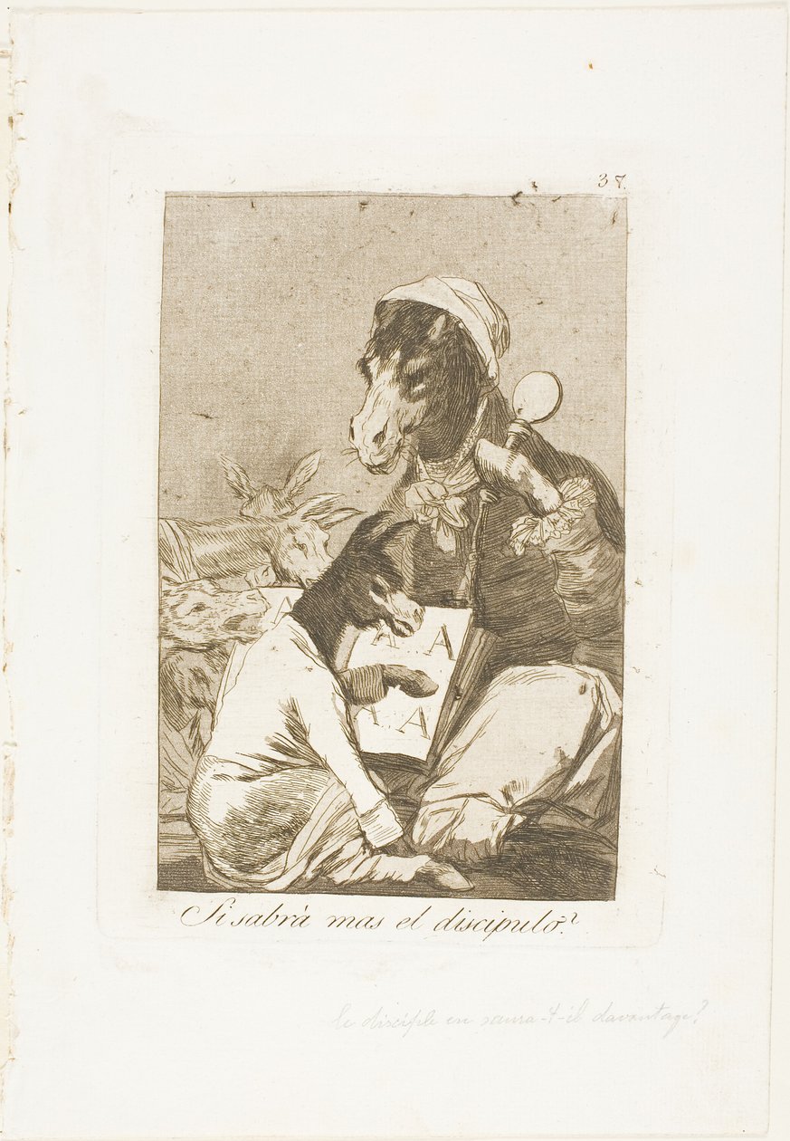 Zou de leerling niet meer kunnen weten?, plaat 37 uit Los Caprichos door Francisco Jose de Goya y Lucientes