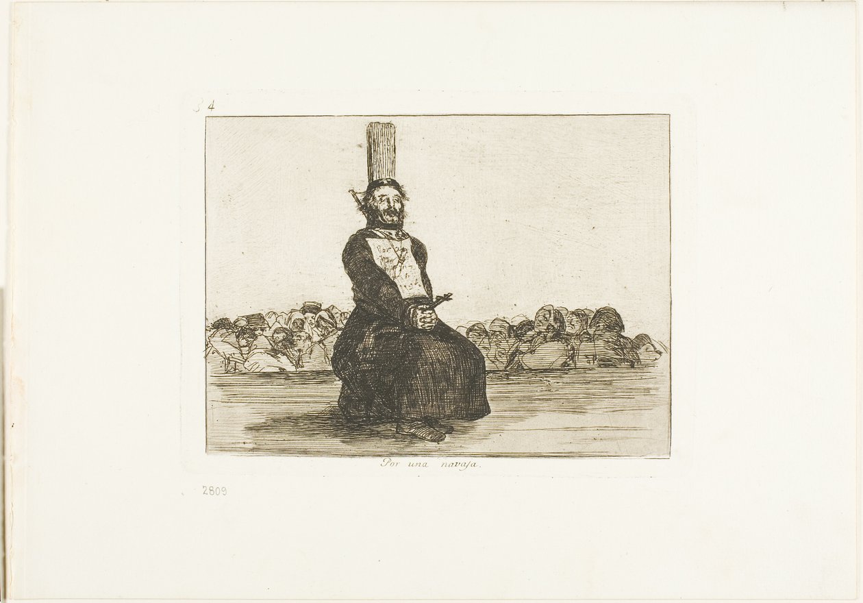 Vanwege een mes, plaat 34 uit De Rampen van de Oorlog door Francisco Jose de Goya y Lucientes