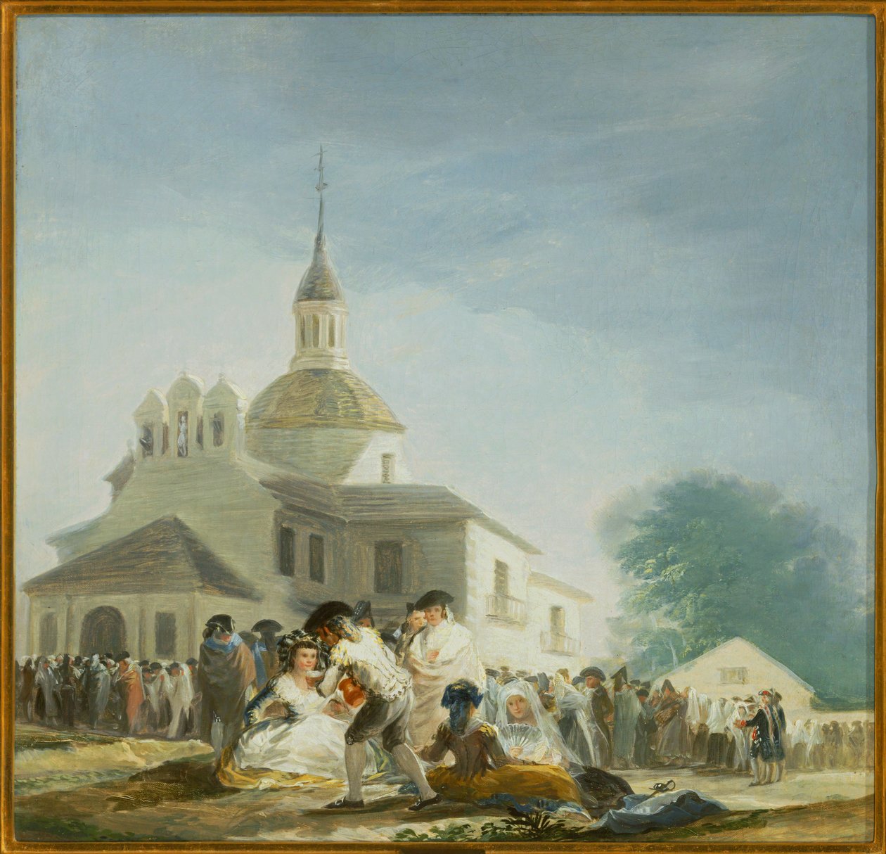 Pelgrims voor de kapel van Sint Isidore La ermita de San Isidro el dia de la fiesta ... (schilderij op doek) door Francisco Jose de Goya y Lucientes