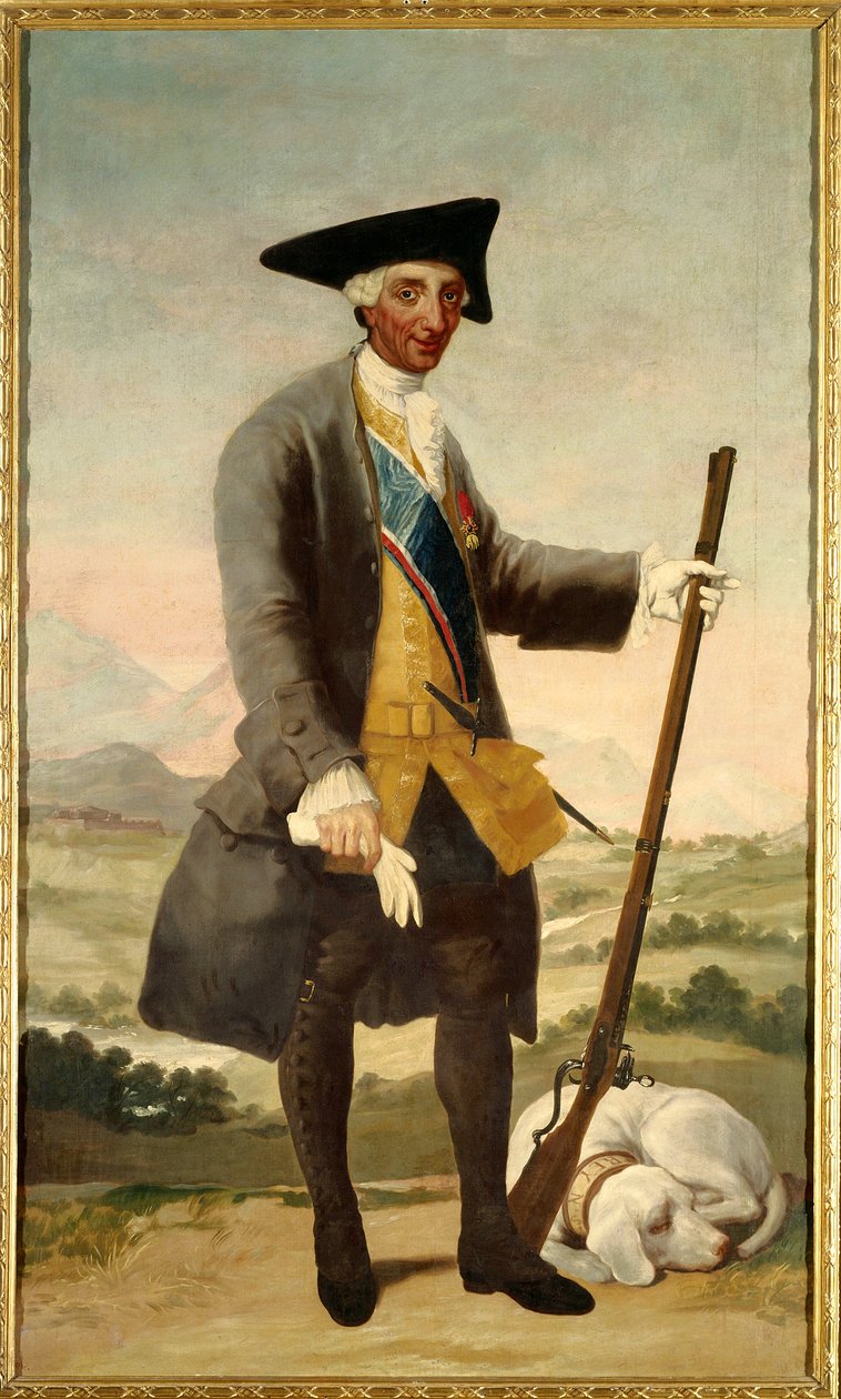Portret van Karel III als jager door Francisco de Goya