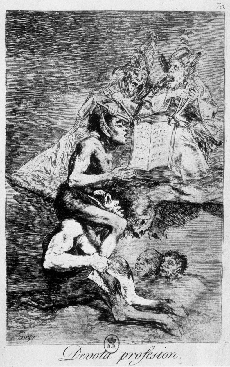 Geloofsbelijdenis, hekserijscène met elfen door Goya, late 18e eeuw door Francisco de Goya
