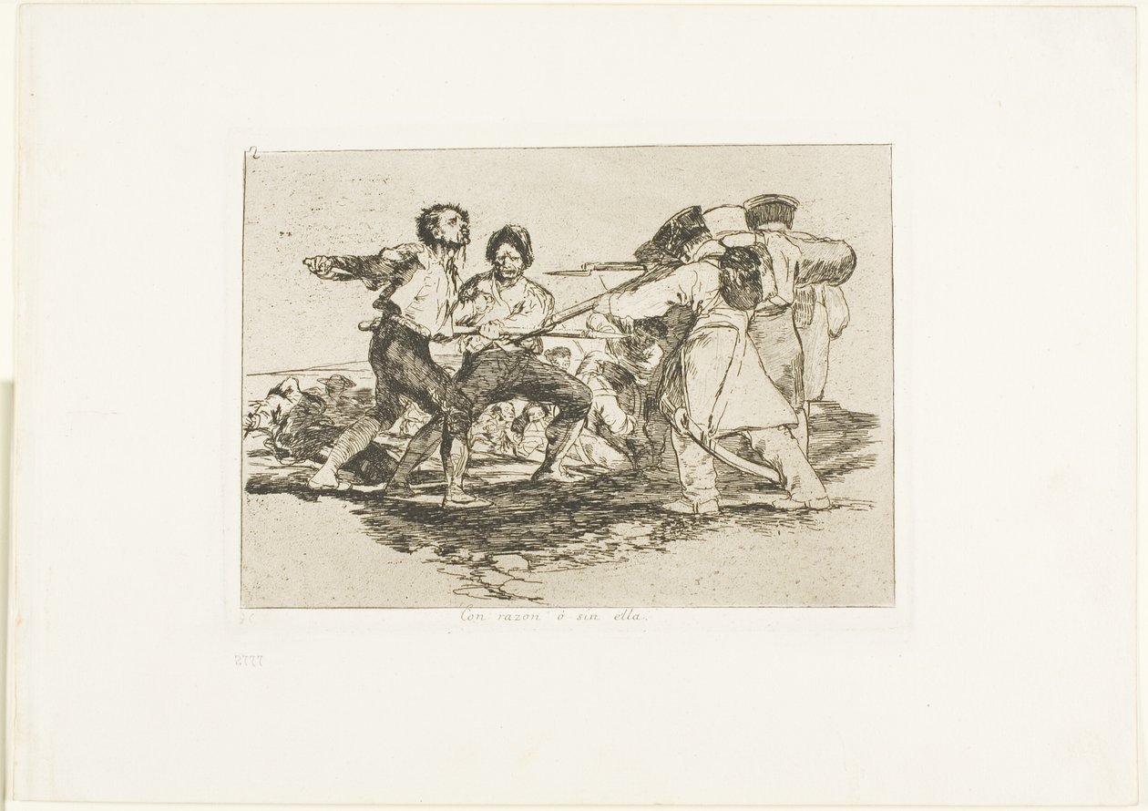 Terecht of onterecht, plaat twee uit De rampen van de oorlog door Francisco Jose de Goya y Lucientes