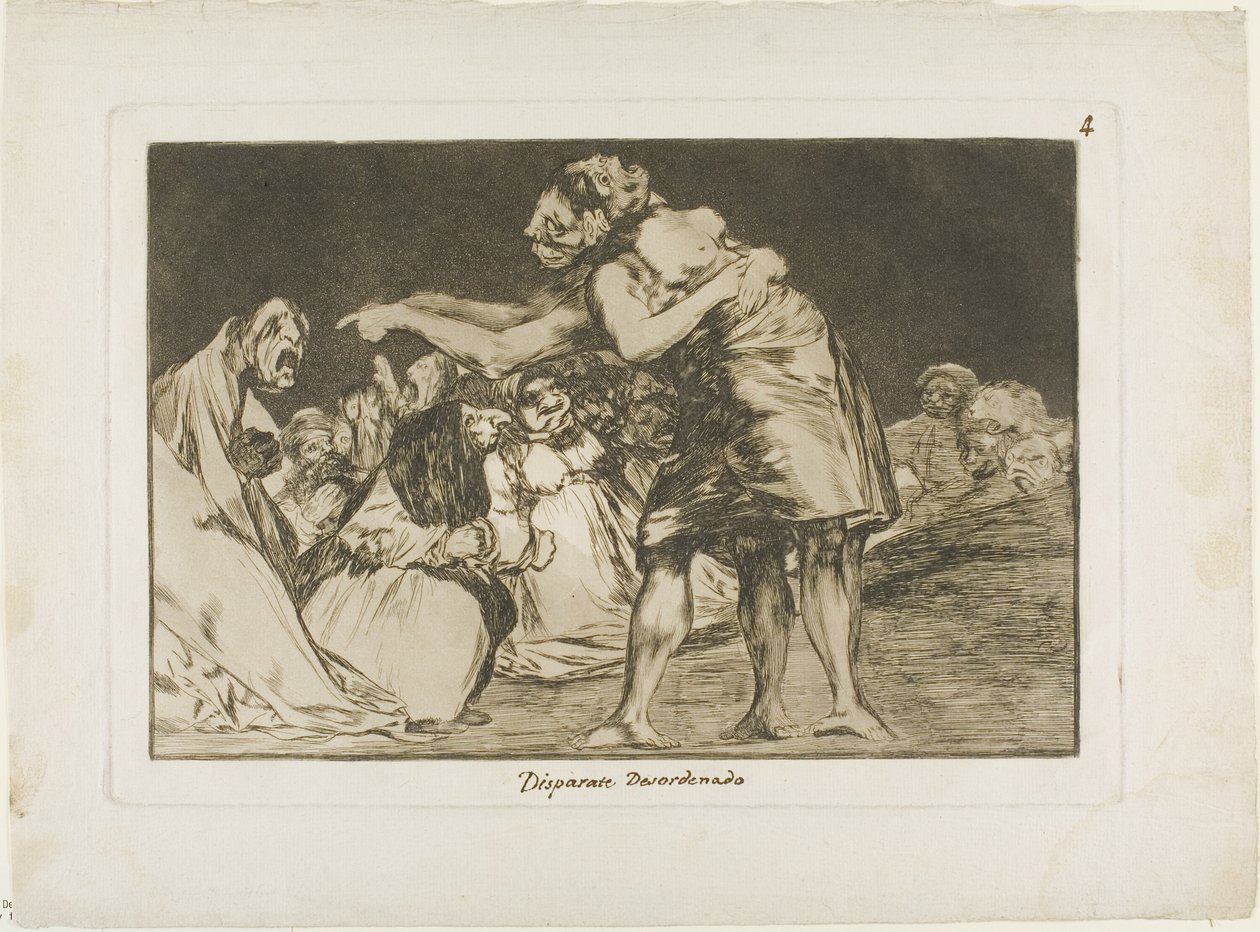 Zij die slecht getrouwd is, mist nooit een kans om het te zeggen, plaat zeven uit Los Proverbios door Francisco Jose de Goya y Lucientes