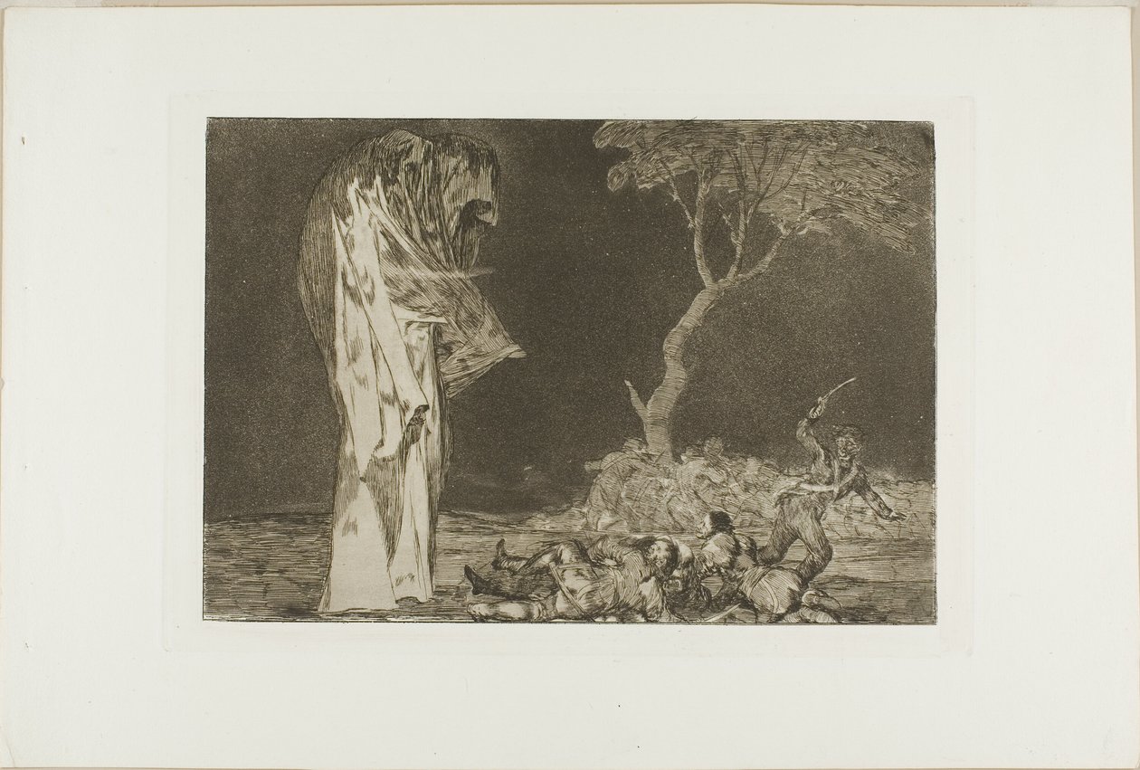 Soldaten Geschrokken door een Spook, uit Disparates, gepubliceerd als plaat 2 in Los Proverbios door Francisco Jose de Goya y Lucientes