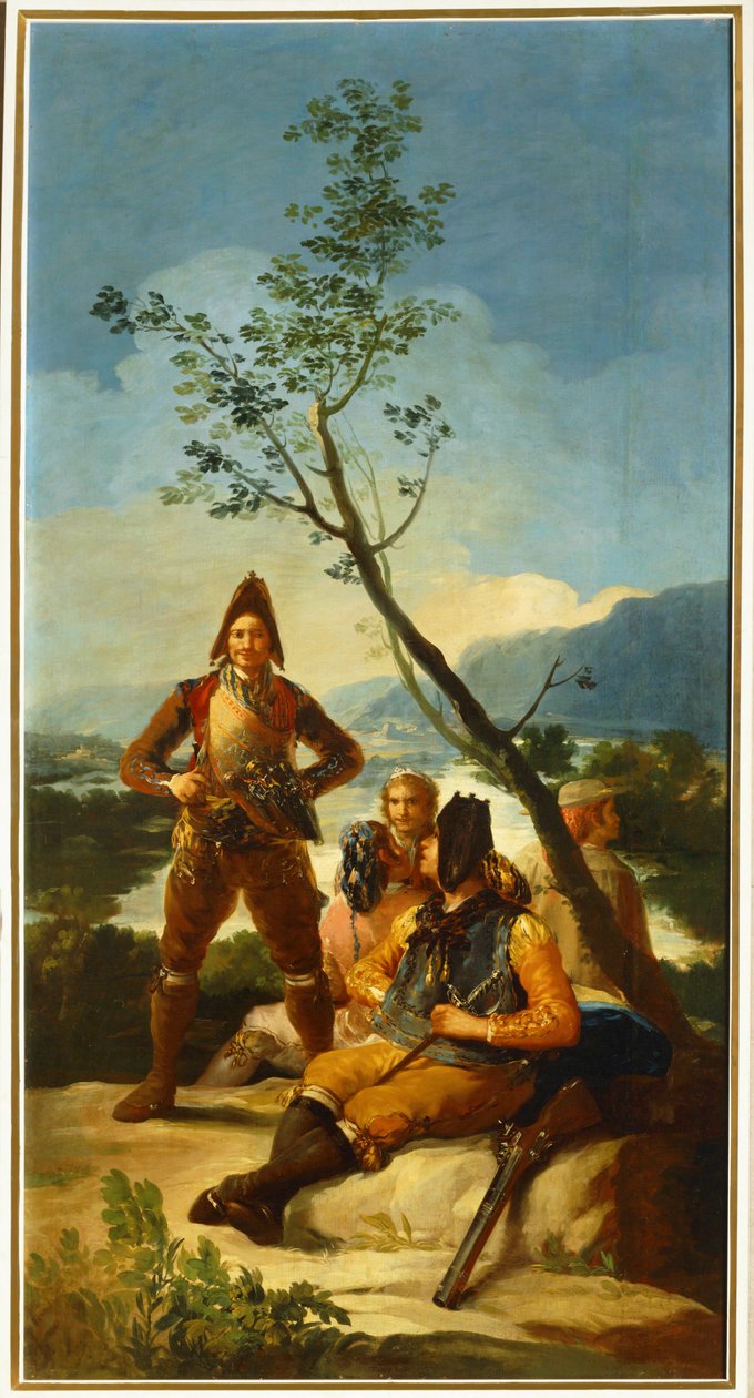 Soldaten bewaken routes gebruikt voor de tabakshandel ... (schilderij op doek) door Francisco Jose de Goya y Lucientes