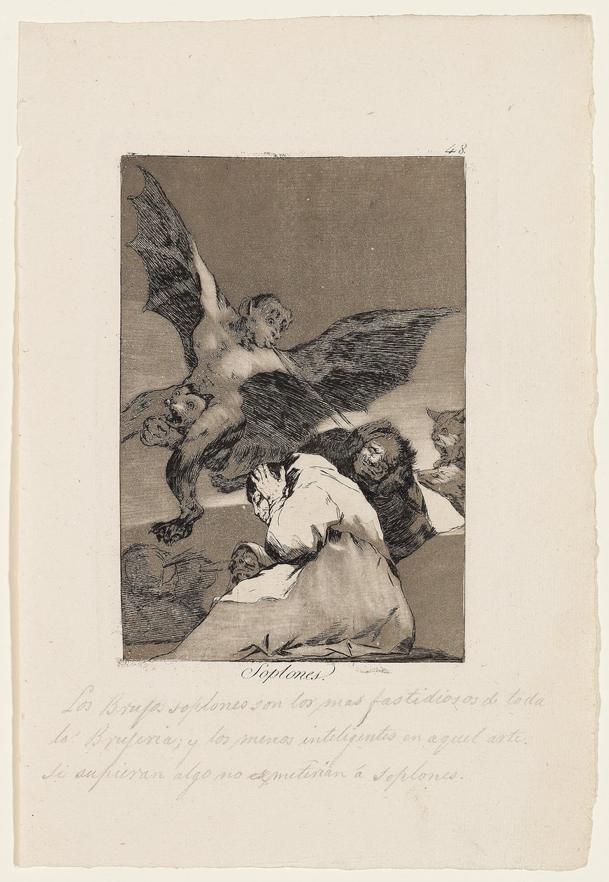 Soplones, plaat uit "Los Caprichos", 1799 door Francisco de Goya
