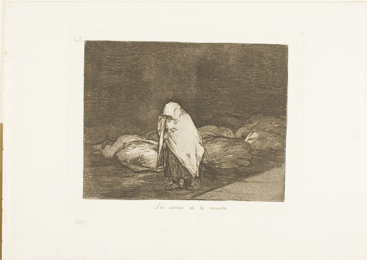 De Bedden van de Dood, plaat 62 uit De Rampen van de Oorlog door Francisco Jose de Goya y Lucientes