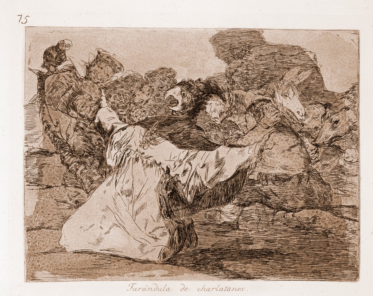 De rampen van de oorlog: Farandole van charlatans (ets uit voorbereidende tekening) door Francisco de Goya
