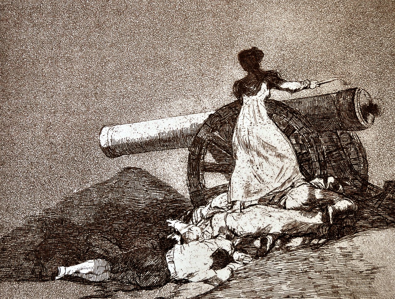 De Rampen van de Oorlog: Que Valor! (Wat moed) (detail) door Francisco Jose de Goya y Lucientes