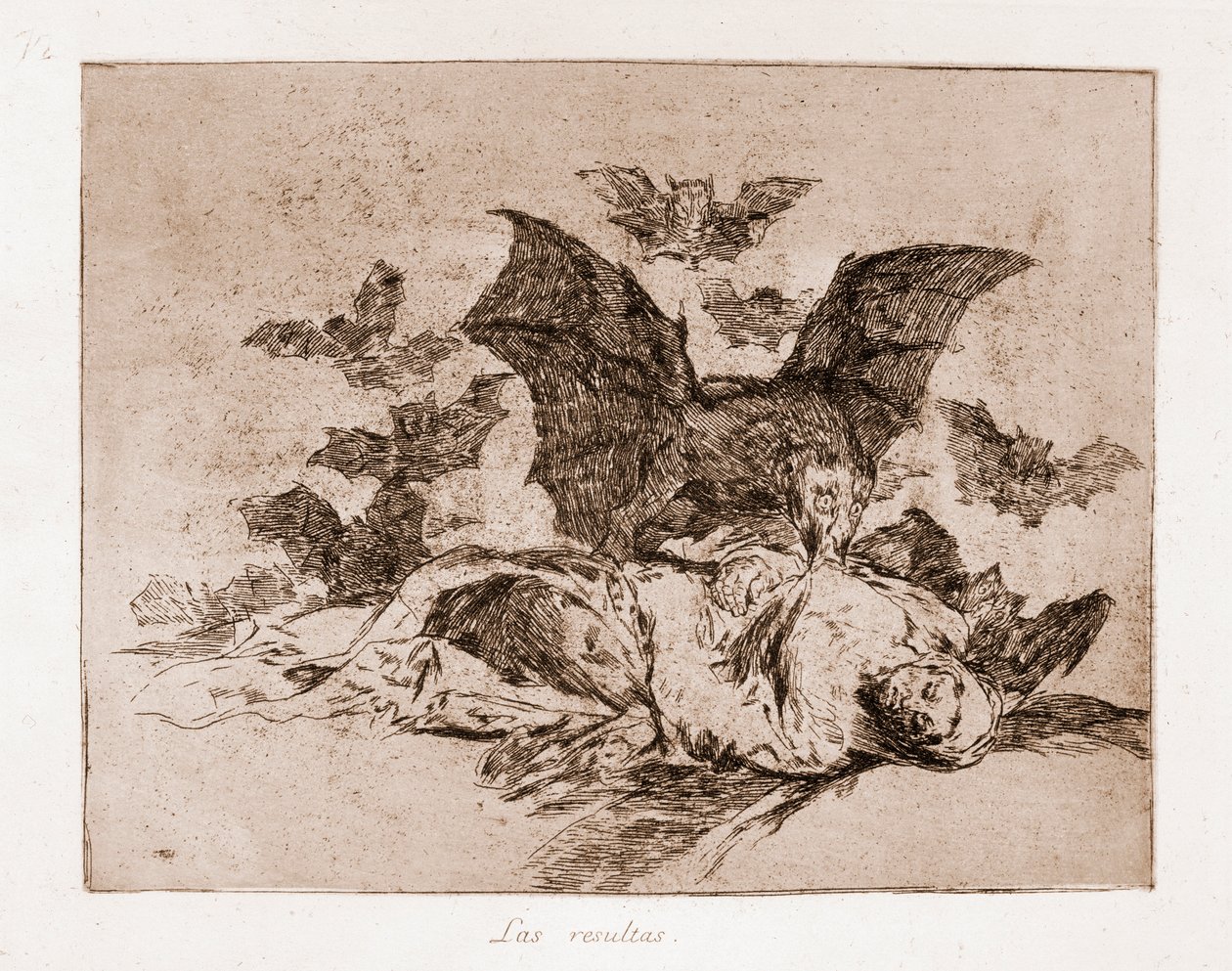De rampen van de oorlog: De resultaten (ets van voorbereidende tekening) door Francisco de Goya