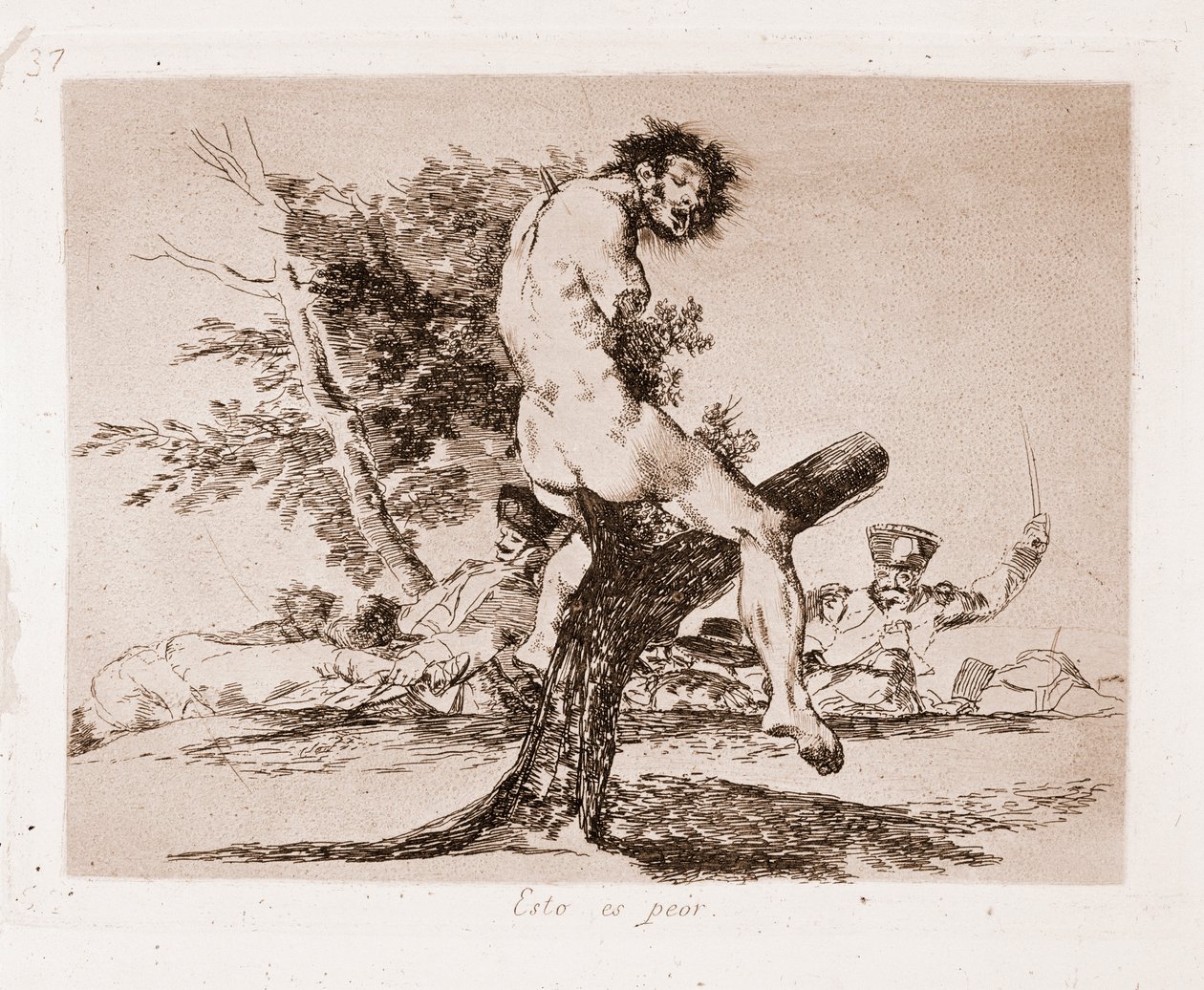 De rampen van de oorlog: Dit is erger (gravure uit de voorbereidende tekening) door Francisco de Goya