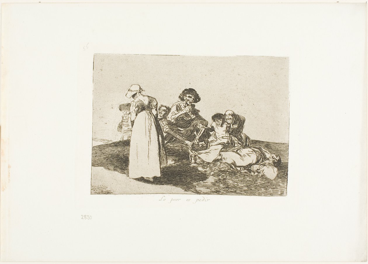 Het ergste is om te bedelen, plaat 55 uit De rampen van de oorlog door Francisco Jose de Goya y Lucientes