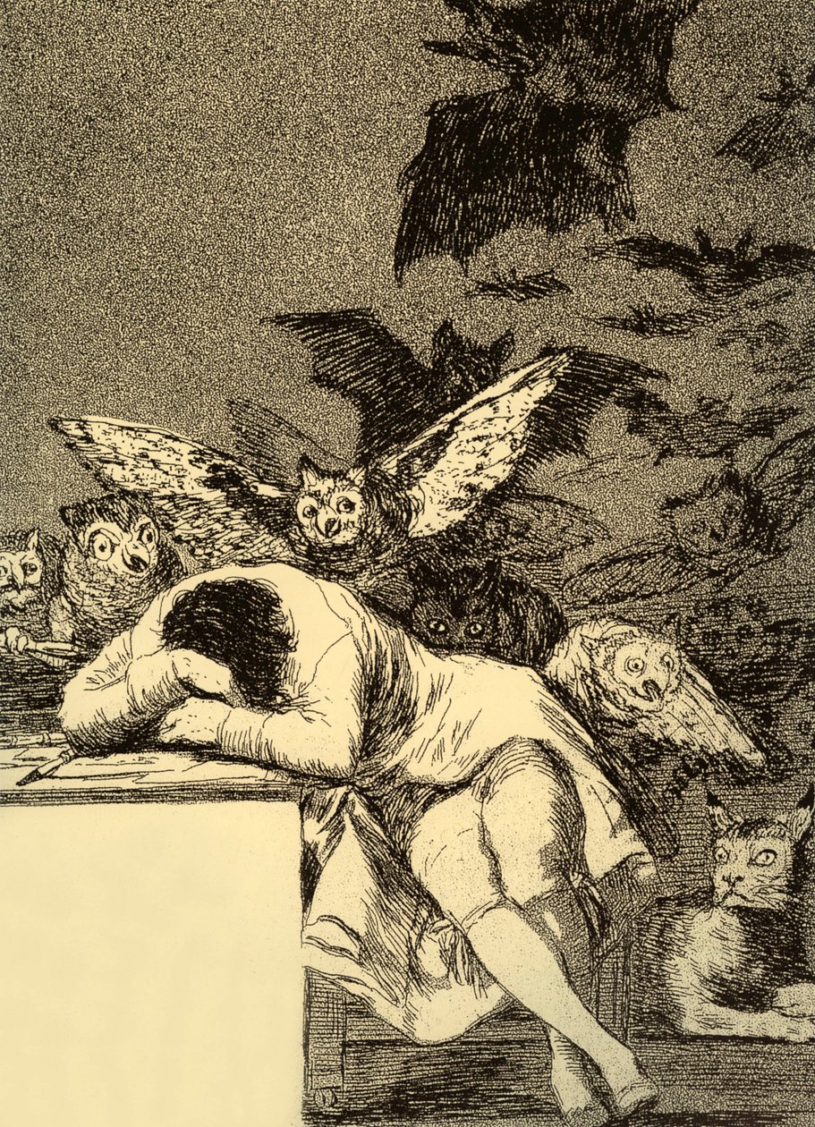 De slaap van de rede brengt monsters voort (Capricho 43) door Francisco Jose de Goya y Lucientes