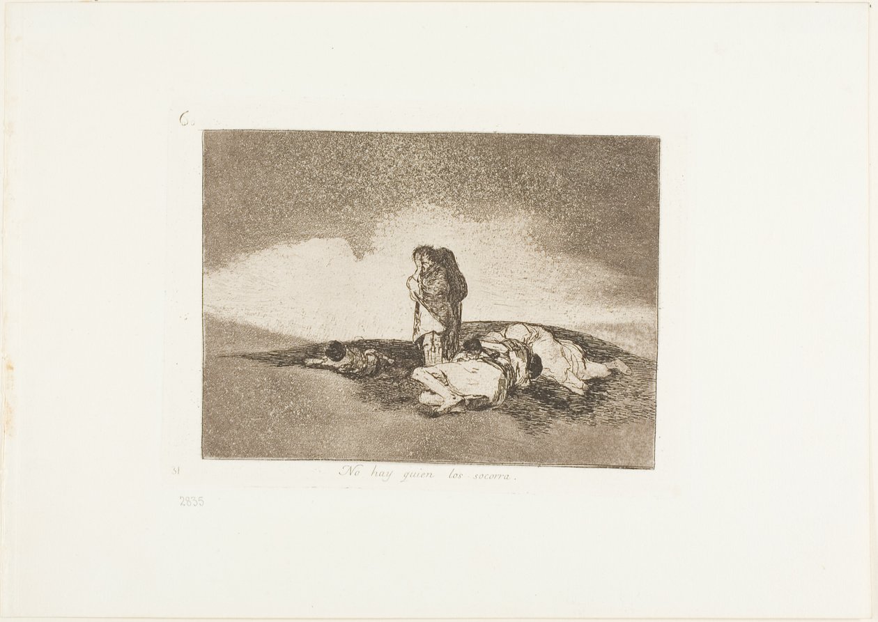 Er is niemand om hen te helpen, plaat 60 uit De Rampen van de Oorlog door Francisco Jose de Goya y Lucientes