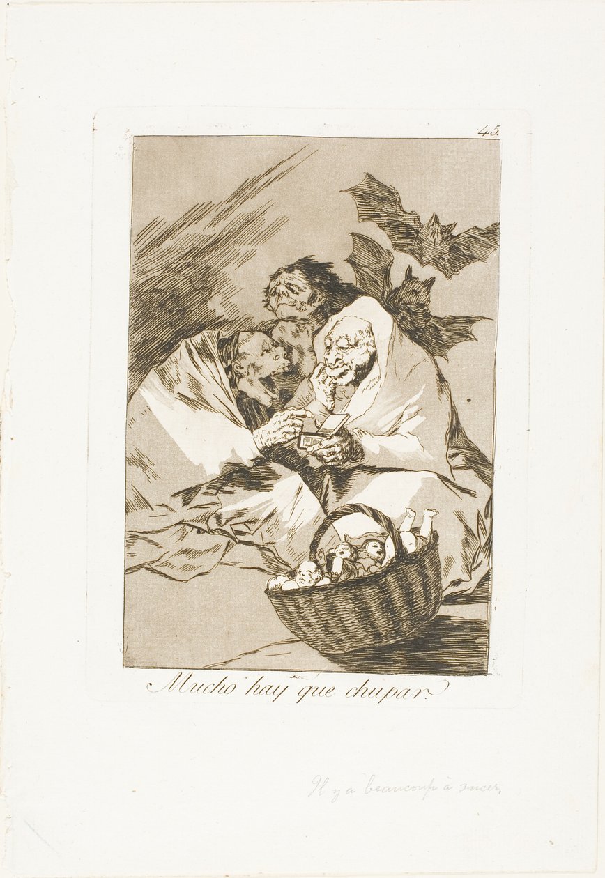 Er is genoeg om te zuigen, plaat 45 uit Los Caprichos door Francisco Jose de Goya y Lucientes