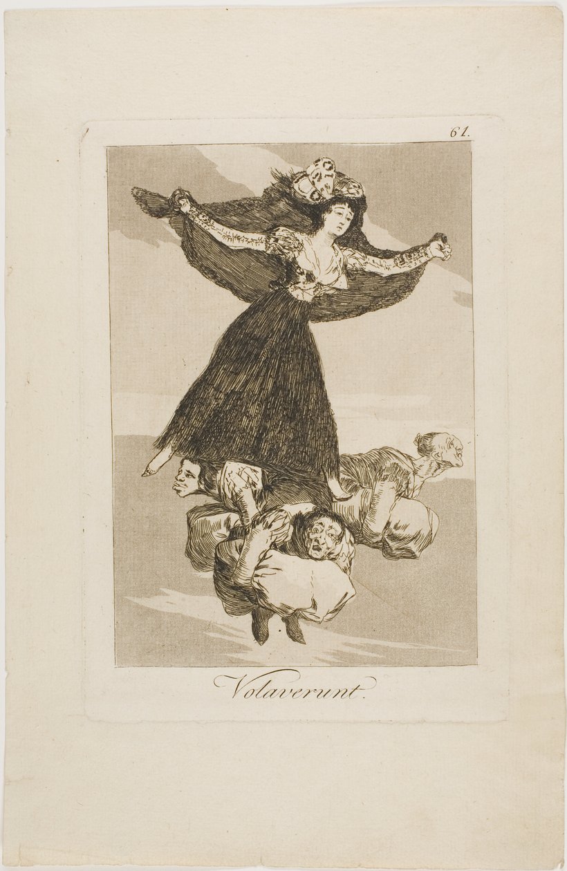 Ze zijn gevlogen, plaat 61 uit Los Caprichos door Francisco Jose de Goya y Lucientes