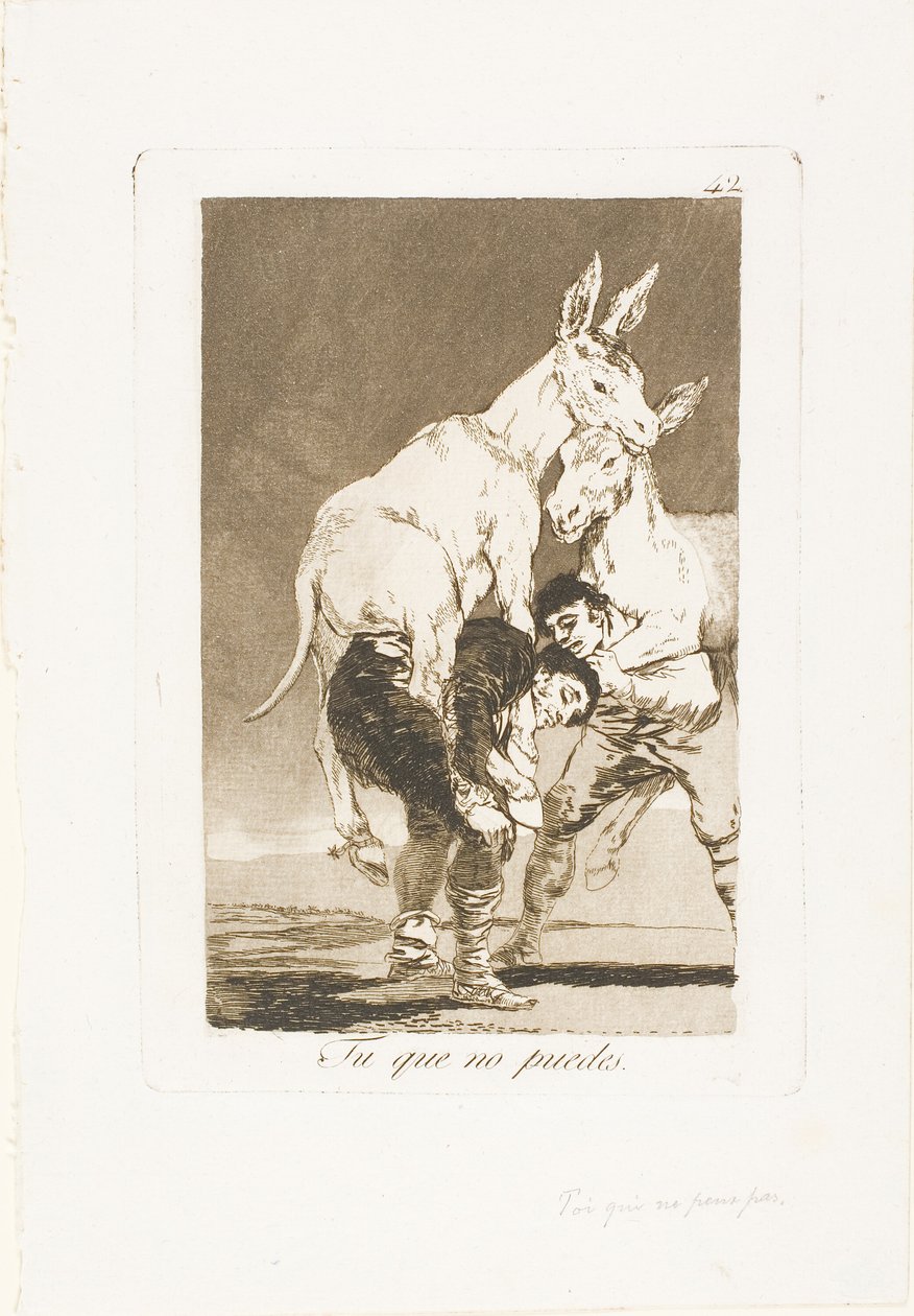 Gij die niet kunt, plaat 42 uit Los Caprichos door Francisco Jose de Goya y Lucientes