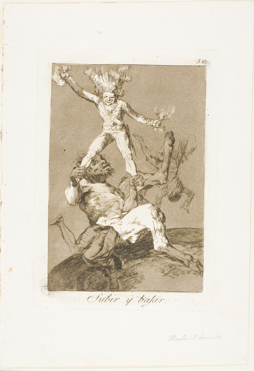 Stijgen en vallen, plaat 56 uit Los Caprichos door Francisco Jose de Goya y Lucientes