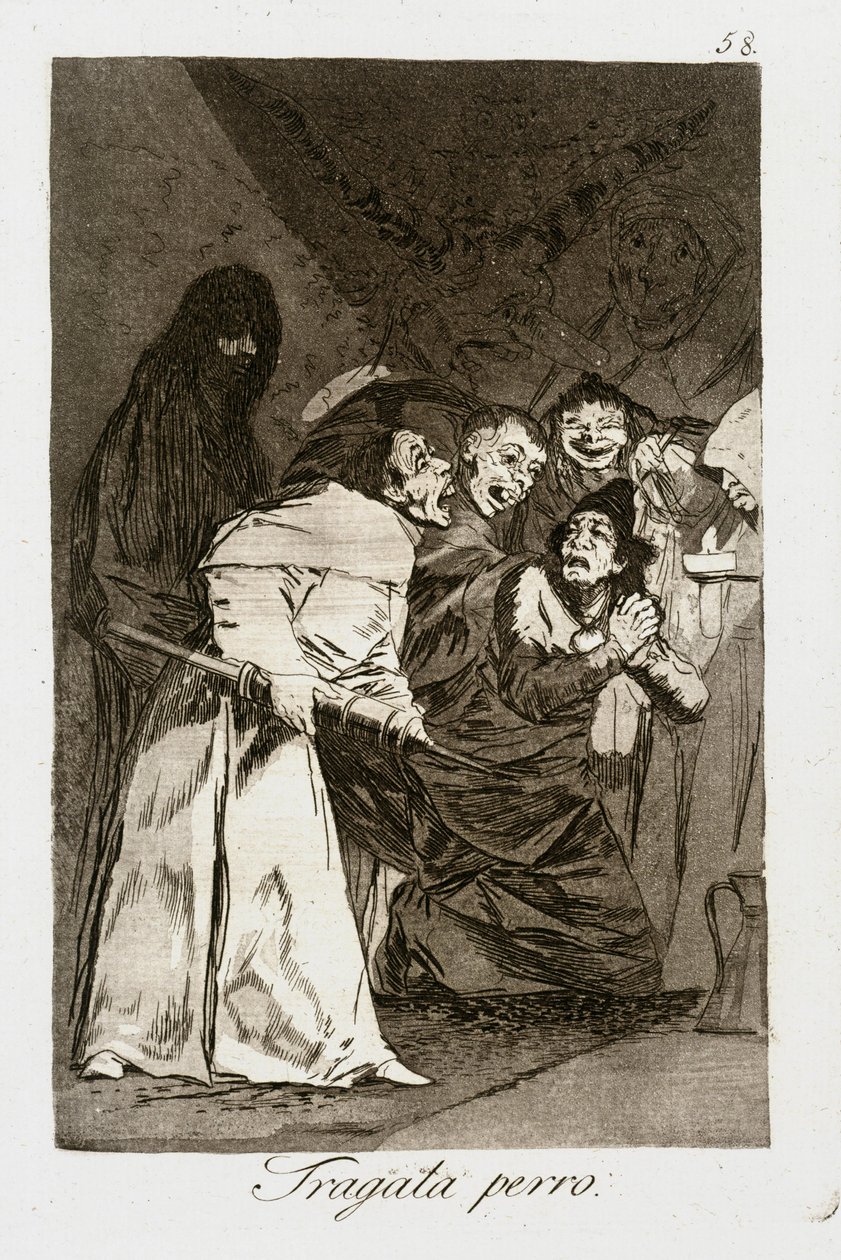 Slik het, hond (Caprichos 58) door Francisco Jose de Goya y Lucientes