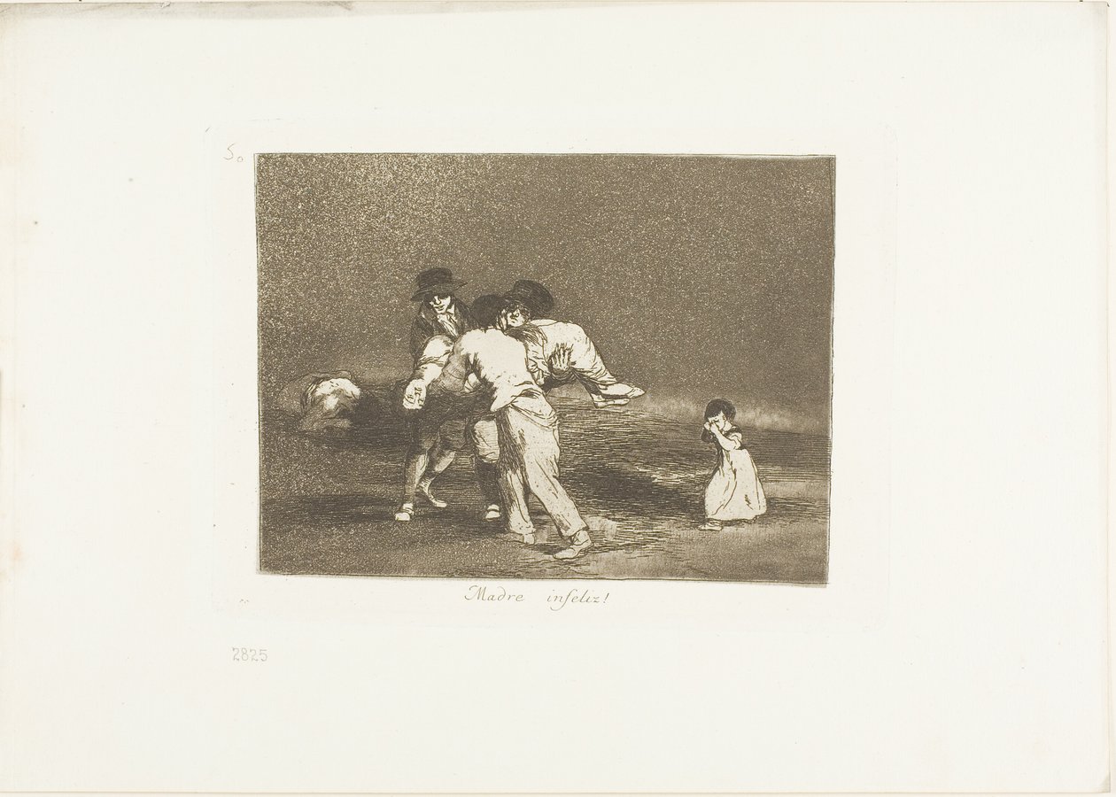 Ongelukkige moeder!, plaat 50 uit De rampen van de oorlog door Francisco Jose de Goya y Lucientes