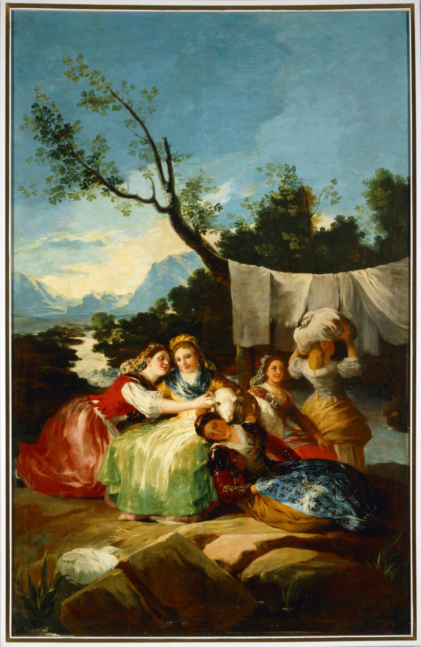 WasvrouwenCartoon voor een wandtapijt in het El Escorial ... (schilderij op doek) door Francisco Jose de Goya y Lucientes