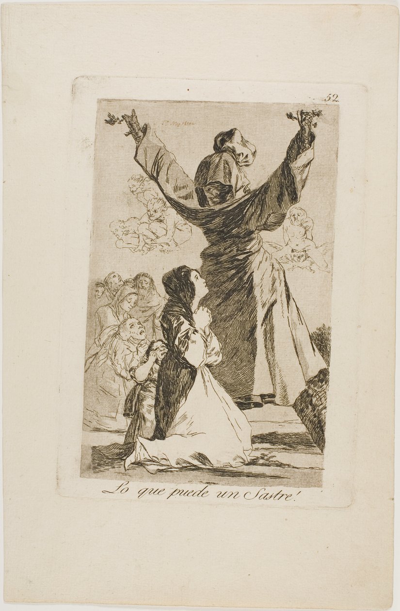 Wat een Kleermaker Kan Doen!, plaat 52 uit Los Caprichos door Francisco Jose de Goya y Lucientes