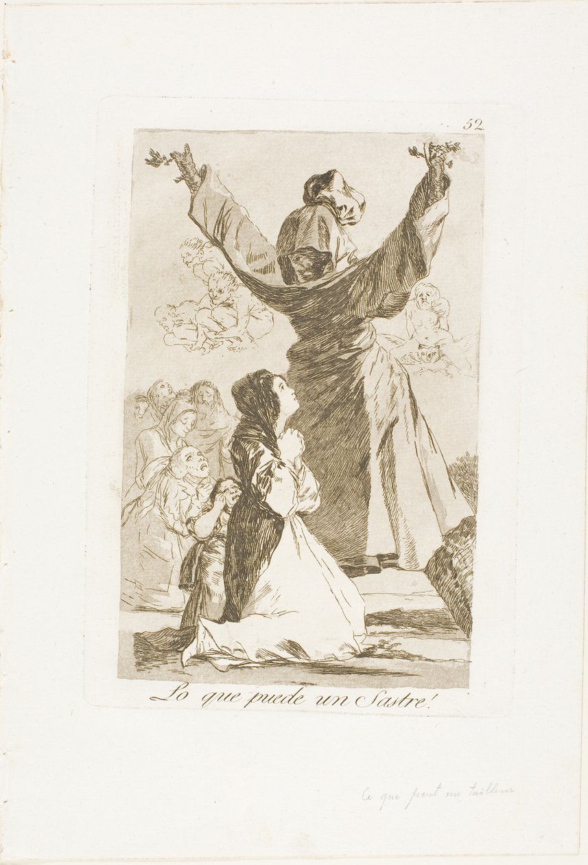 Wat een Kleermaker Kan Doen!, plaat 52 uit Los Caprichos door Francisco Jose de Goya y Lucientes